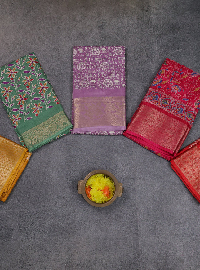 Multi Colour & Multi Design Semi Dola - Pack Of 5