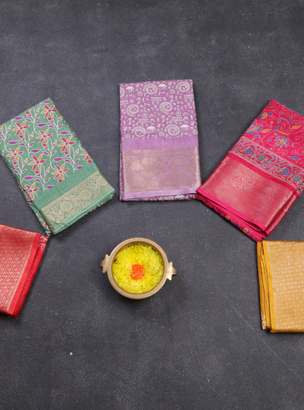 Multi Colour & Multi Design Semi Dola - Pack Of 5