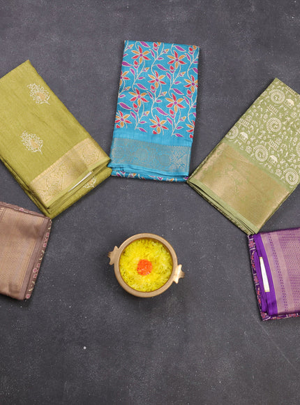 Multi Colour & Multi Design Semi Dola - Pack Of 5