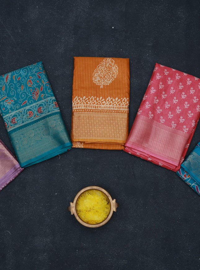 Multi Colour & Multi Design Semi Dola - Pack Of 5