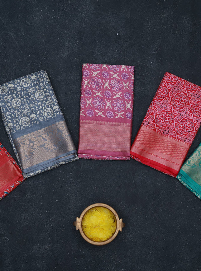 Multi Colour & Multi Design Semi Dola - Pack Of 5