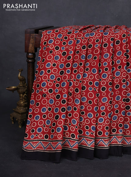 Maroon & Black Modal Silk Saree - Ajrakh Prints