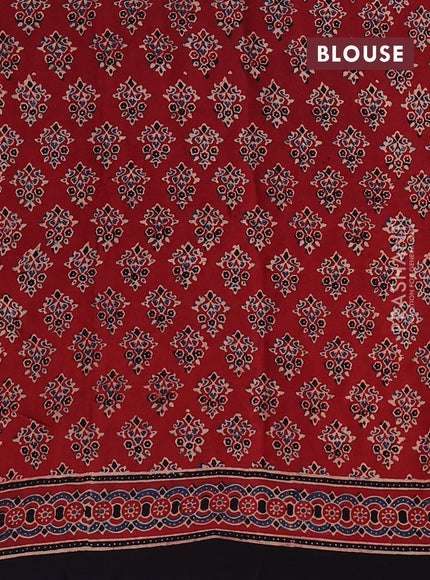 Multi Colour & Black Modal Silk Saree - Ajrakh Prints