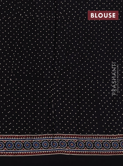 Black Modal Silk Saree - Ajrakh Prints