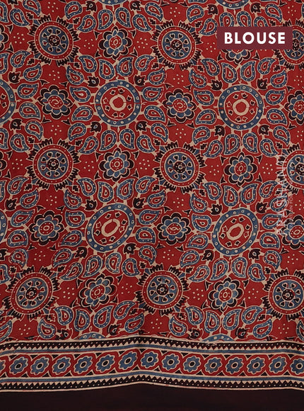 Black & Maroon Modal Silk Saree - Ajrakh Prints