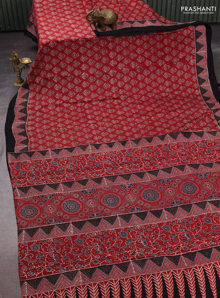 Maroon & Black Modal Silk Saree - Ajrakh Prints