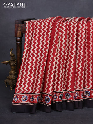 Maroon & Black Modal Silk Saree - Ajrakh Prints