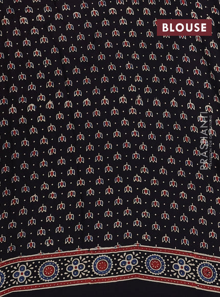 Beige & Black Modal Silk Saree - Ajrakh Prints