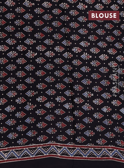 Beige & Black Modal Silk Saree - Ajrakh Prints