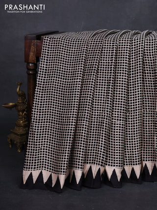 Beige & Maroon Modal Silk Saree - Ajrakh Prints