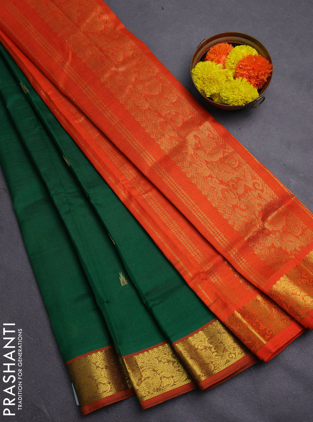 Green & Orange Gems Of Silk Cotton - Buttas