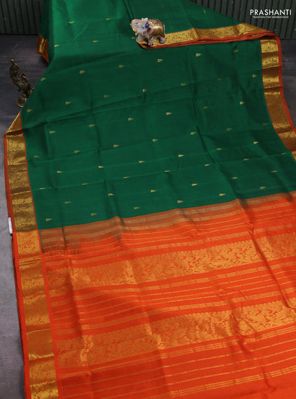 Green & Orange Gems Of Silk Cotton - Buttas