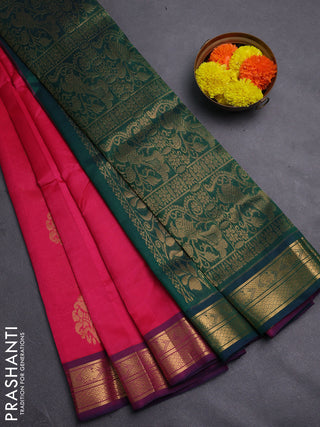 Pink & Green Gems Of Silk Cotton - Buttas