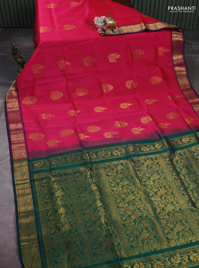 Pink & Green Gems Of Silk Cotton - Buttas