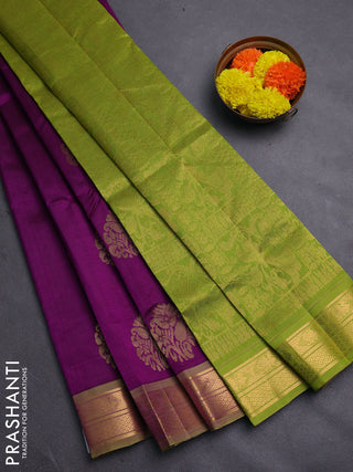 Purple & Green Gems Of Silk Cotton - Buttas