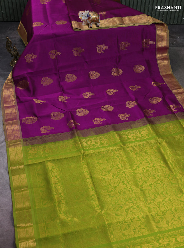 Purple & Green Gems Of Silk Cotton - Buttas