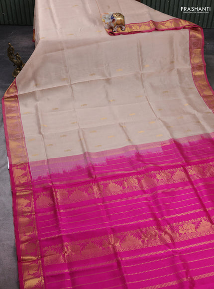 Beige & Pink Gems Of Silk Cotton - Buttas
