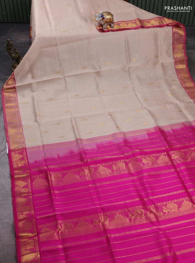 Beige & Pink Gems Of Silk Cotton - Buttas