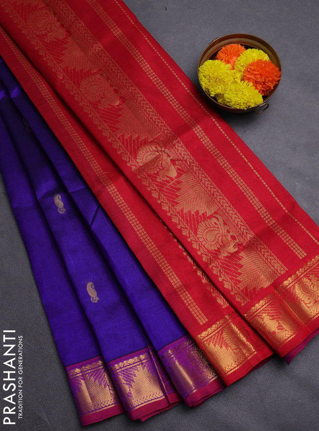 Violet & Maroon Gems Of Silk Cotton - Buttas