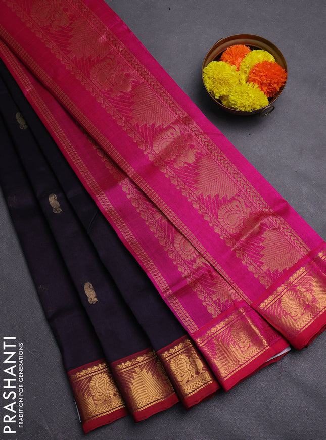 Black & Pink Gems Of Silk Cotton - Buttas