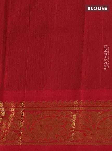 Bottle Green & Red Gems Of Silk Cotton - Buttas