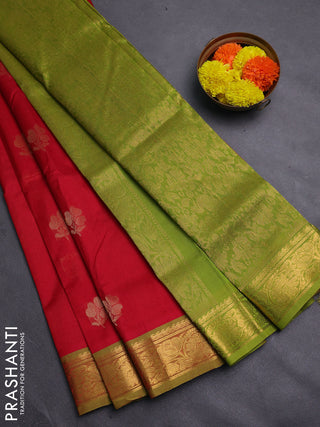 Red & Green Gems Of Silk Cotton - Buttas