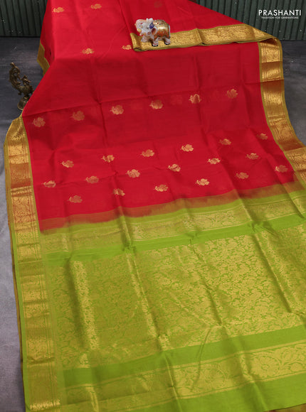 Red & Green Gems Of Silk Cotton - Buttas