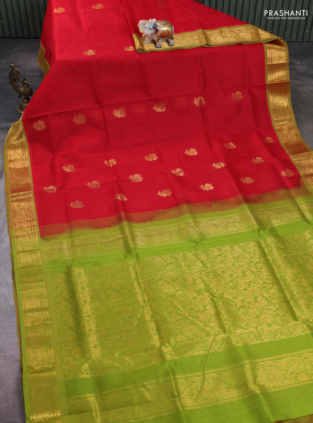 Red & Green Gems Of Silk Cotton - Buttas