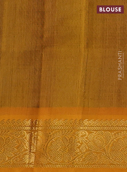 Peacock Blue & Mustard Yellow Gems Of Silk Cotton - Buttas