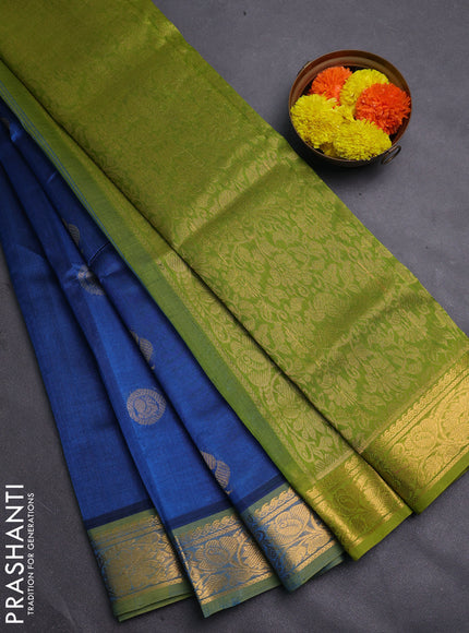 Peacock Blue & Green Gems Of Silk Cotton - Buttas