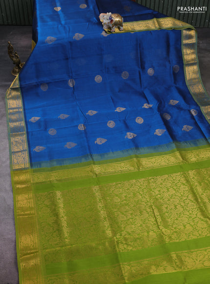 Peacock Blue & Green Gems Of Silk Cotton - Buttas