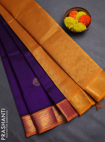 Purple & Mustard Yellow Gems Of Silk Cotton - Buttas