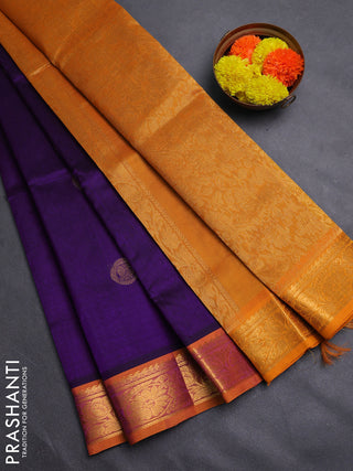 Purple & Mustard Yellow Gems Of Silk Cotton - Buttas