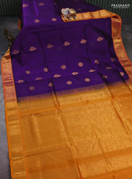Purple & Mustard Yellow Gems Of Silk Cotton - Buttas