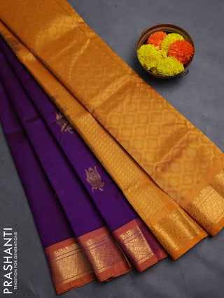 Purple & Mustard Yellow Gems Of Silk Cotton - Buttas