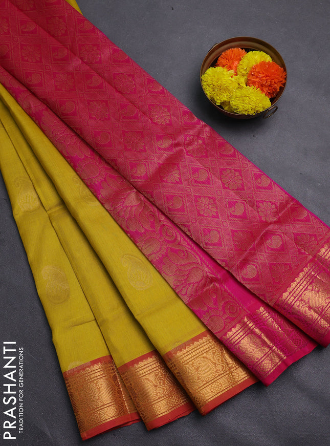 Yellow & Pink Gems Of Silk Cotton - Buttas