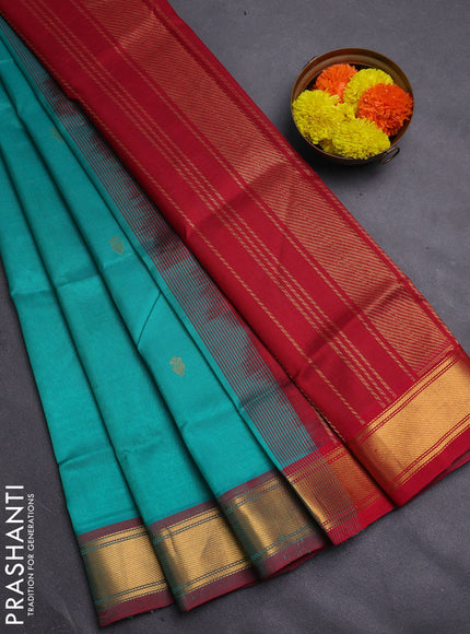 Teal Green & Maroon Gems Of Silk Cotton - Buttas
