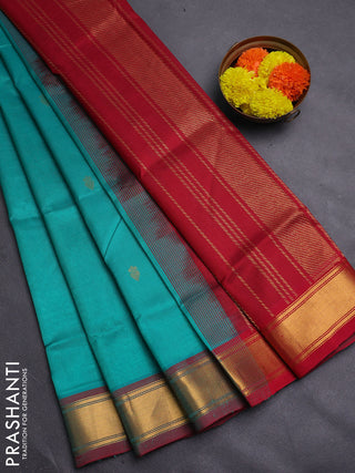 Teal Green & Maroon Gems Of Silk Cotton - Buttas