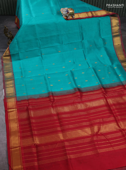 Teal Green & Maroon Gems Of Silk Cotton - Buttas
