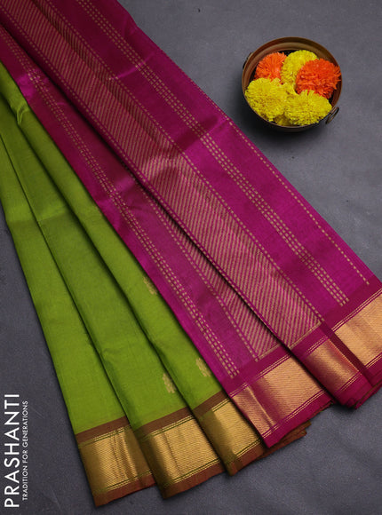 Green & Magenta Pink Gems Of Silk Cotton - Buttas