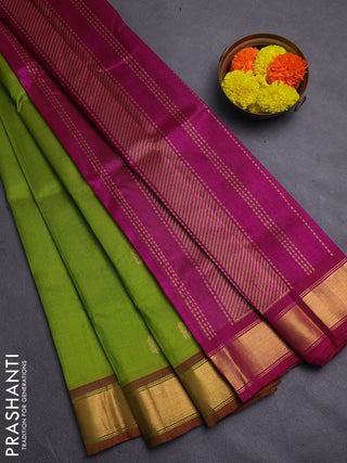 Green & Magenta Pink Gems Of Silk Cotton - Buttas