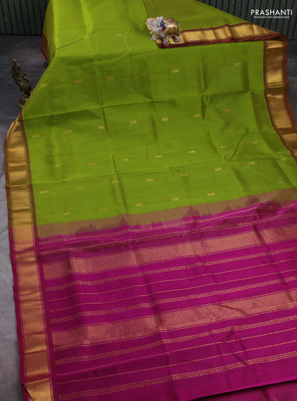 Green & Magenta Pink Gems Of Silk Cotton - Buttas