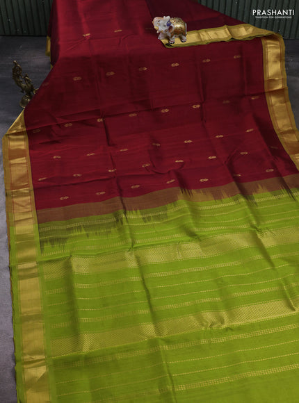Maroon & Green Gems Of Silk Cotton - Buttas