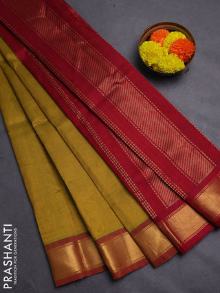 Mustard Green & Maroon Gems Of Silk Cotton - Buttas