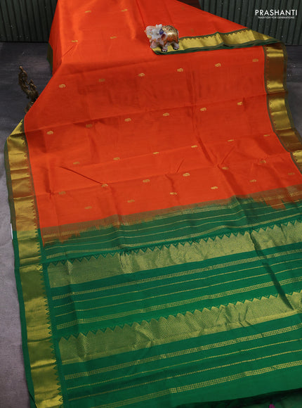 Orange & Green Gems Of Silk Cotton - Buttas