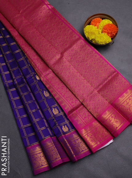 Violet & Pink Gems Of Silk Cotton - Checks