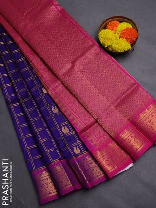 Violet & Pink Gems Of Silk Cotton - Checks