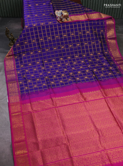 Violet & Pink Gems Of Silk Cotton - Checks