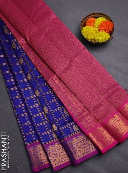 Blue & Pink Gems Of Silk Cotton - Checks