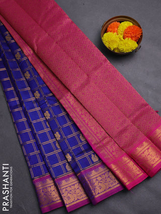 Blue & Pink Gems Of Silk Cotton - Checks